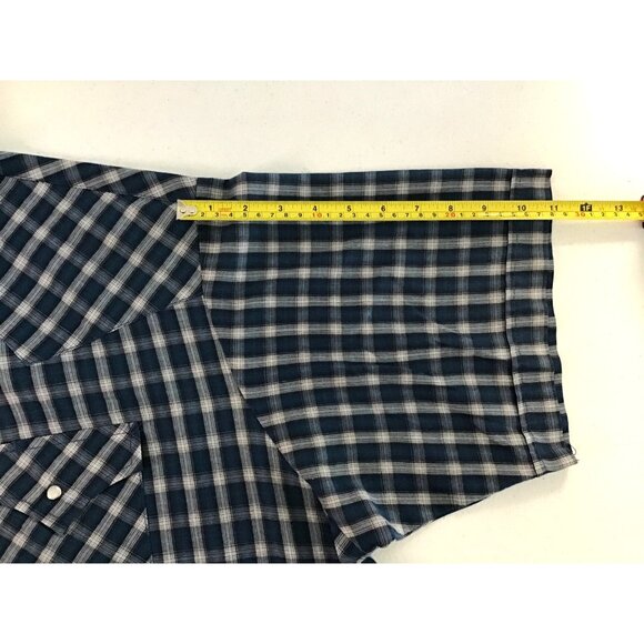 ELY CATTLEMAN -MENS BLUE PLAID BUTTON-DOWN SHORT SLEEVE TALL MAN SHIRT SIZE 2XLT - Picture 4 of 7